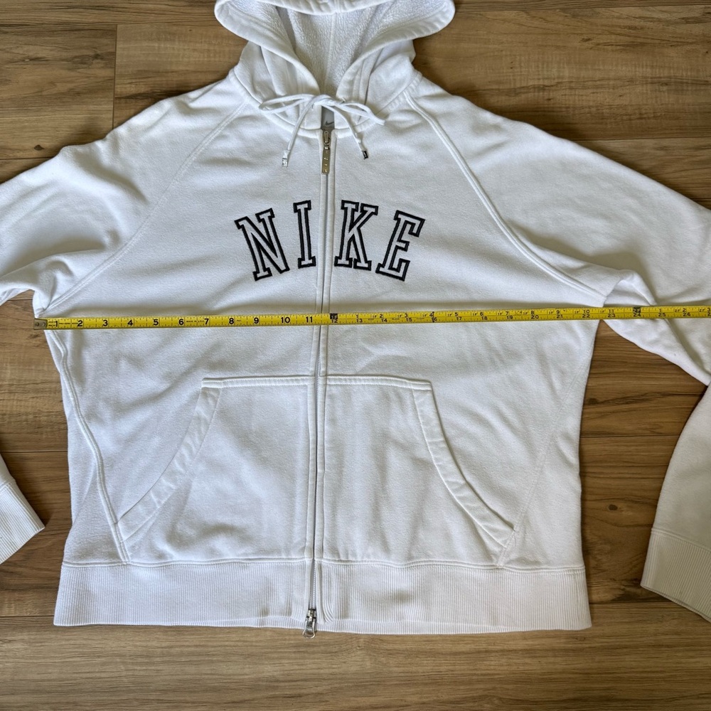 Nike White Embroidered Spell Out Logo Full Zip Up Hoodie Silver Tag Sweatshirt - Picture 10 of 10